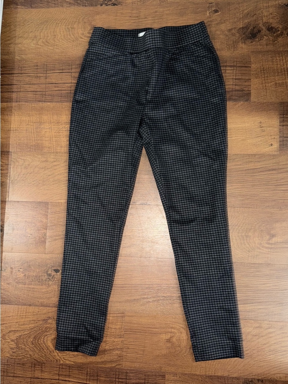 Calvin Klein Black and Gray Houndstooth Slim Chinos